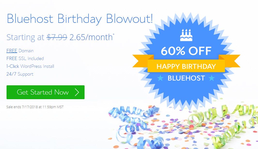 Bluehost Birthday Sale