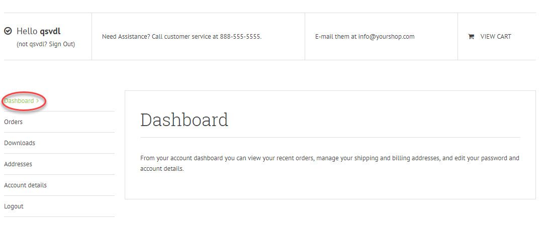 WooCommerce My Account page