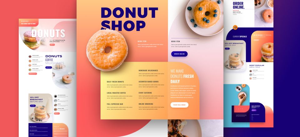WordPress Divi theme - a free Donut Shop Layout Pack