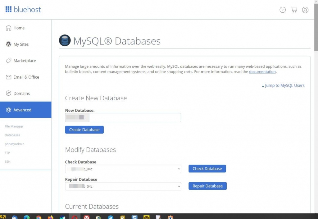 Bluehost - MySQL Databases