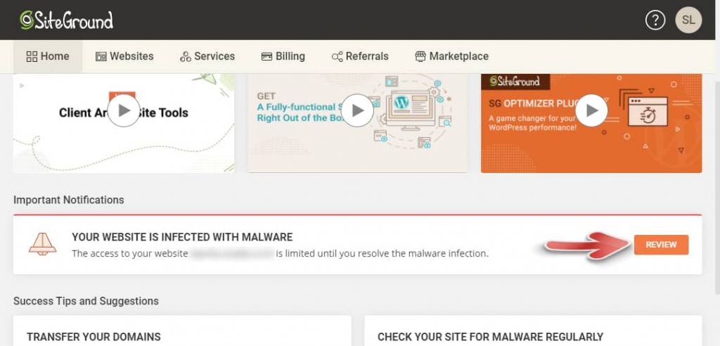 Request a review after removing malware from WordPress sites