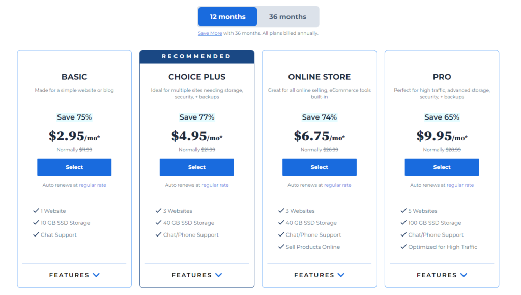 Bluehost 12-month plan