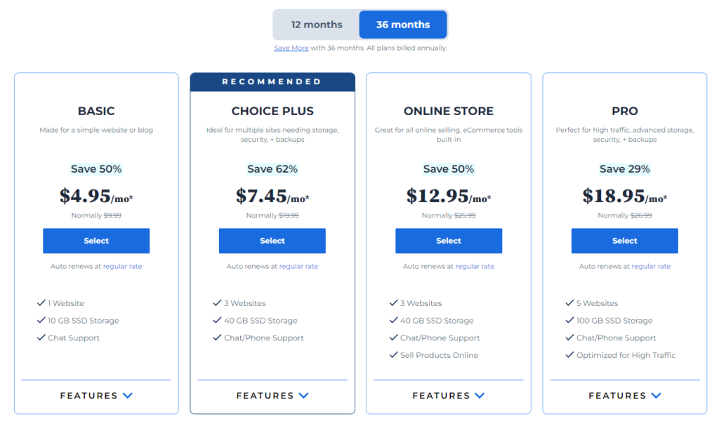 Bluehost 36-month plan