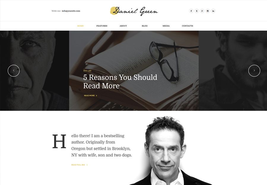 Blog for Writers and Journalists With Bookstore WordPress Theme