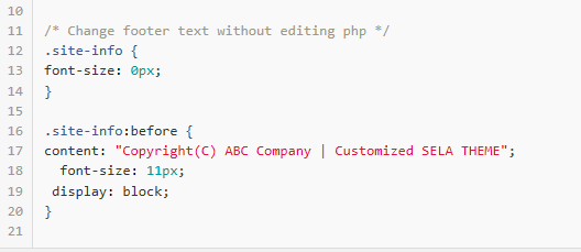 Change footer text without editing php file