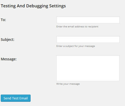 Testing and Debugging settings