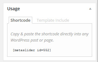 Metaslider - shortcode