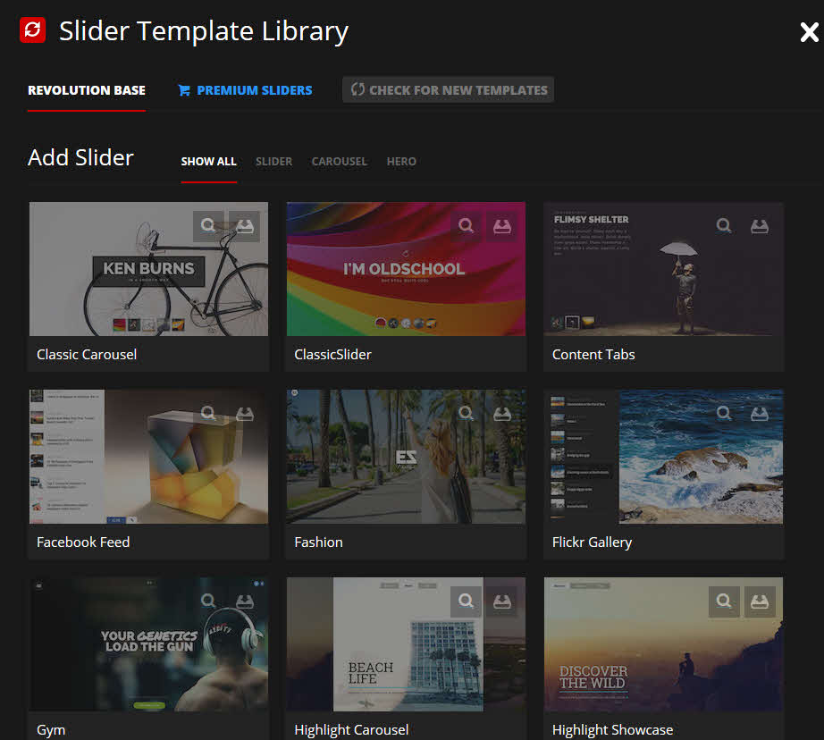 Slider Template Library - Revolution Slider