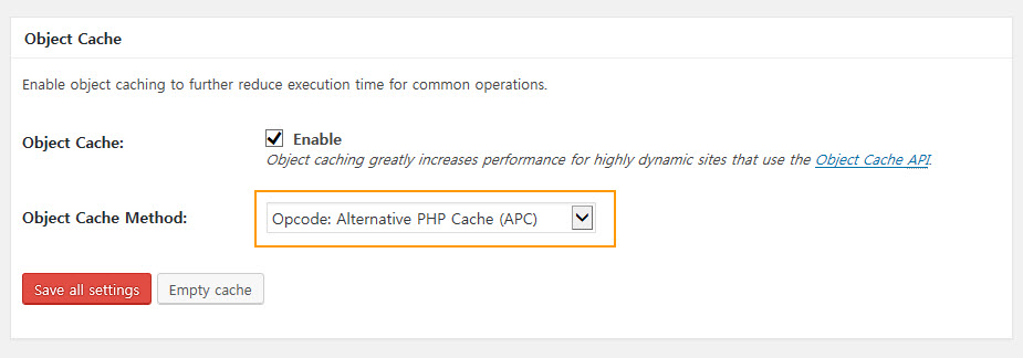 W3 Total Cache - Object Cache Settings