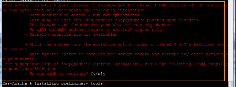 Warning message when installing EasyApache4