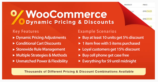 WooCommerceの動的な価格と割引 WooCommerce 価格と割引率の設定プラグイン