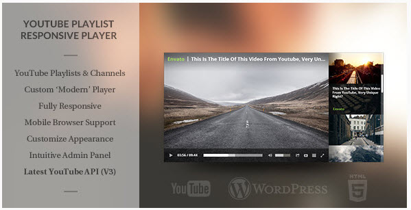 WordPress 反応型Youtube Playlist Video Player