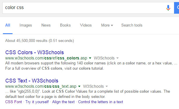 color-css-search-in-google