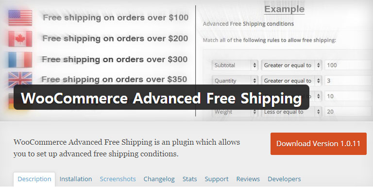 WooCommerce Advanced Free Shipping WooCommerce 高級配送プラグイン
