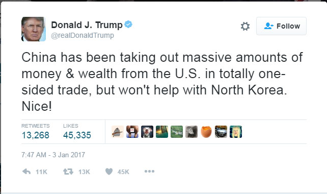 트럼프 중국 트윗