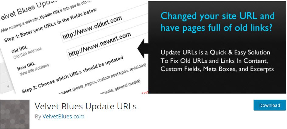 WordPress サイト内のリンクを一括変更するVelvet Blues Update URLsプラグイン