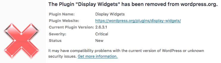Display Widgetsプラグインがインストールされている場合、すぐに削除してください3