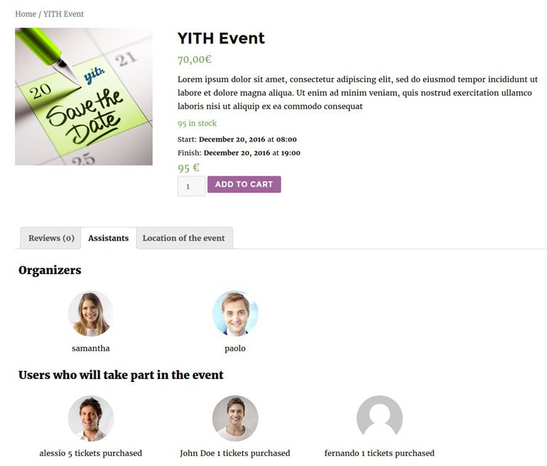 WooCommerce イベントのチケット販売管理プラグイン -  YITH WooCommerce Event Tickets 1