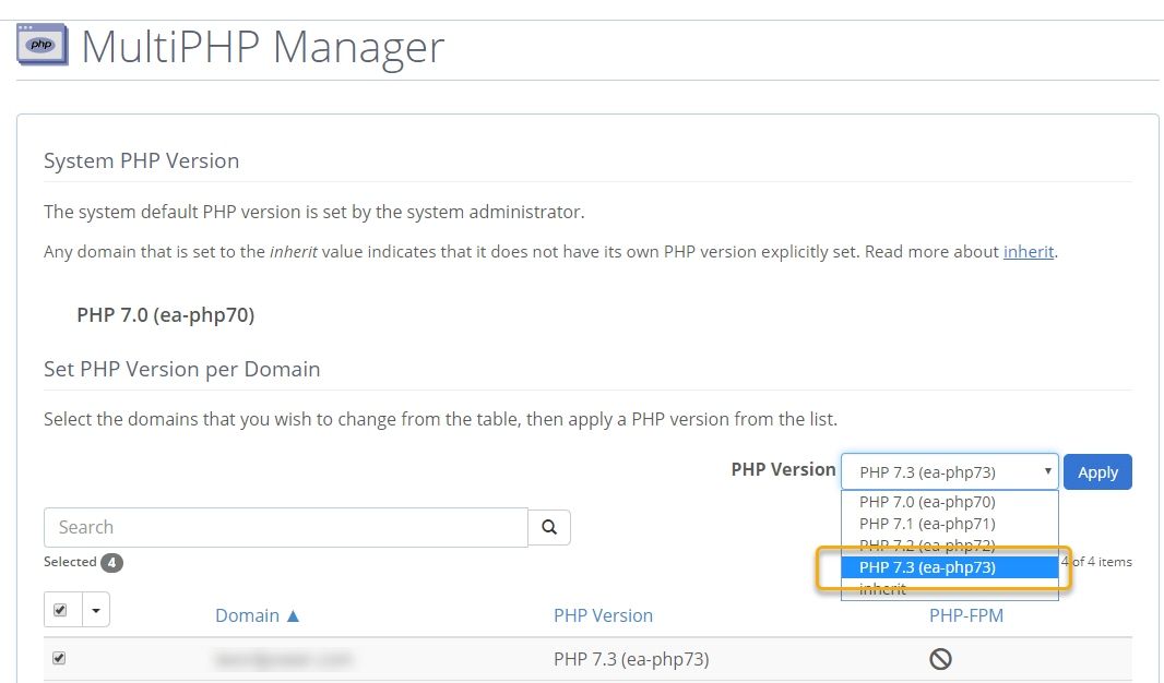 BluehostでPHPのバージョンとPHPの設定値を変更する（新しいcPanelインターフェース）6