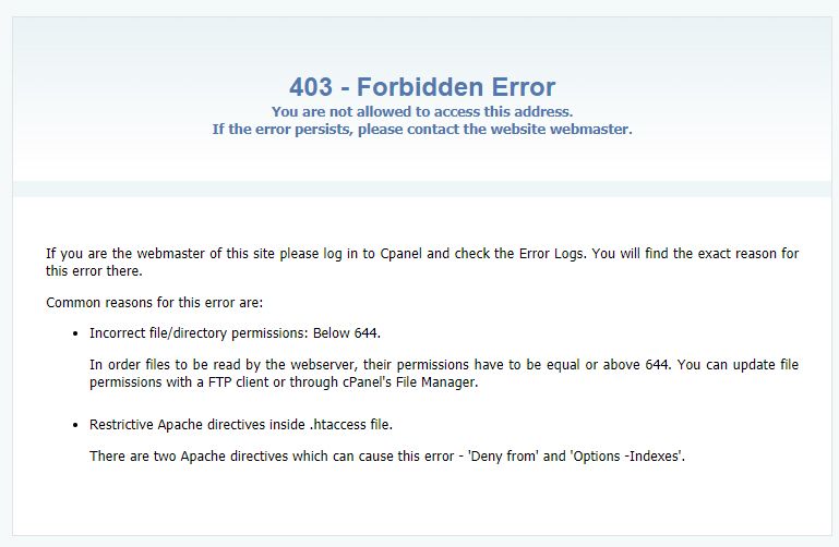 403 Forbidden Errorエラー