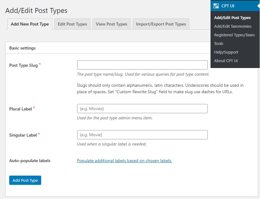 WordPress カテゴリーをカスタムポストタイプに追加する -  Custom Post Type UIプラグイン