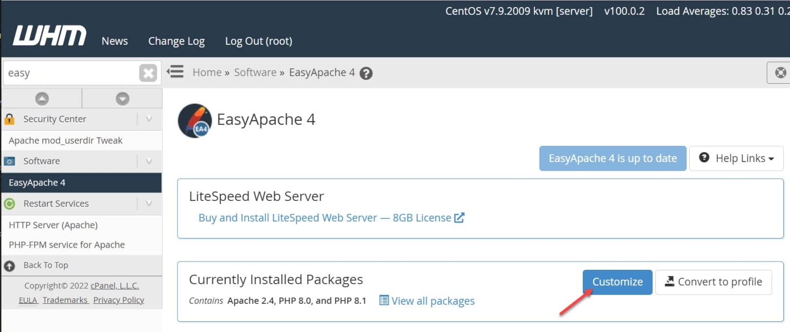 Change PHP version in Bluehost's VPS