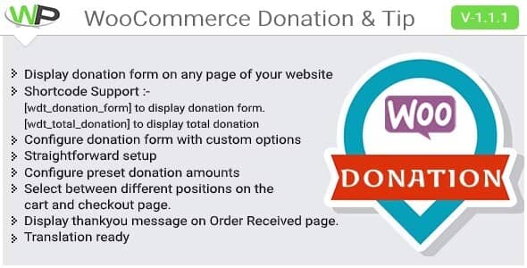 今月の無料ダウンロード： WooCommerce 寄付/ヒントプラグイン WooCommerce Donation & Tip