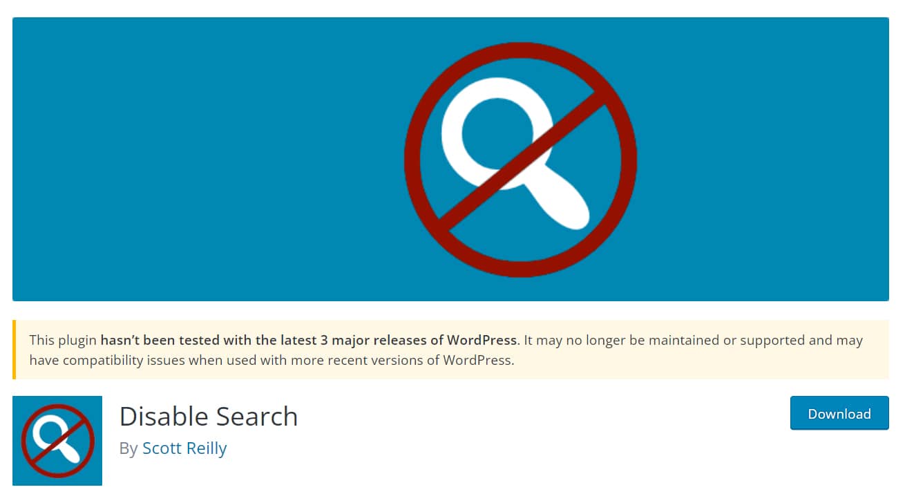 워드프레스 검색 기능을 비활성화하는 Disable Search 플러그인