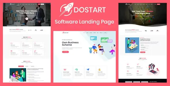 スタートアップランディングページ Dostart (HTML テンプレート) ダウンロード