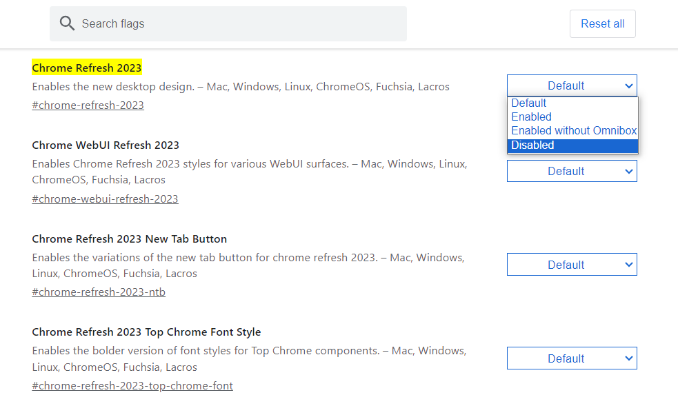 크롬 브라우저 Chrome Refresh 2023 (CR23) 업데이트: 기존 UI로 되돌리는 방법