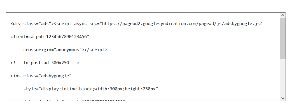 사용자 정의 HTML 블록에 애드센스 광고 코드 추가하기