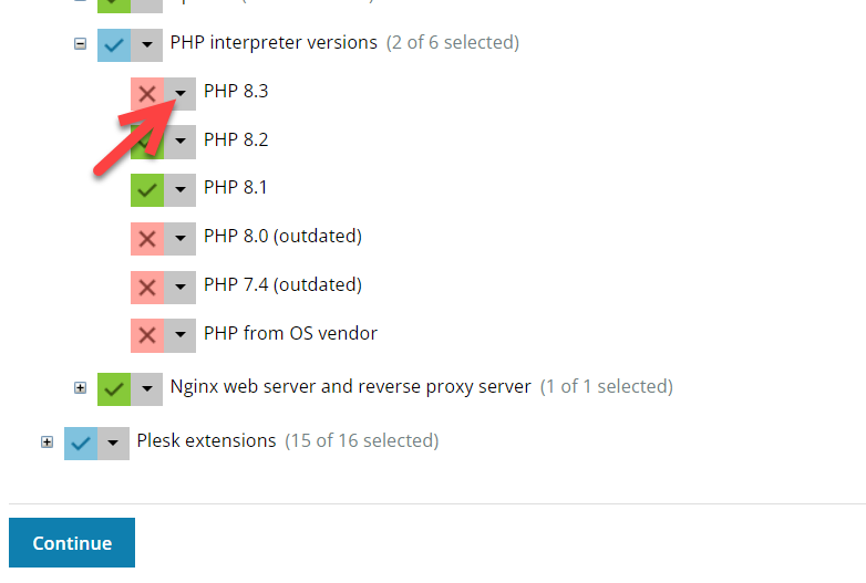 Plesk パネルで PHP バージョンを追加、削除、変更する方法 12