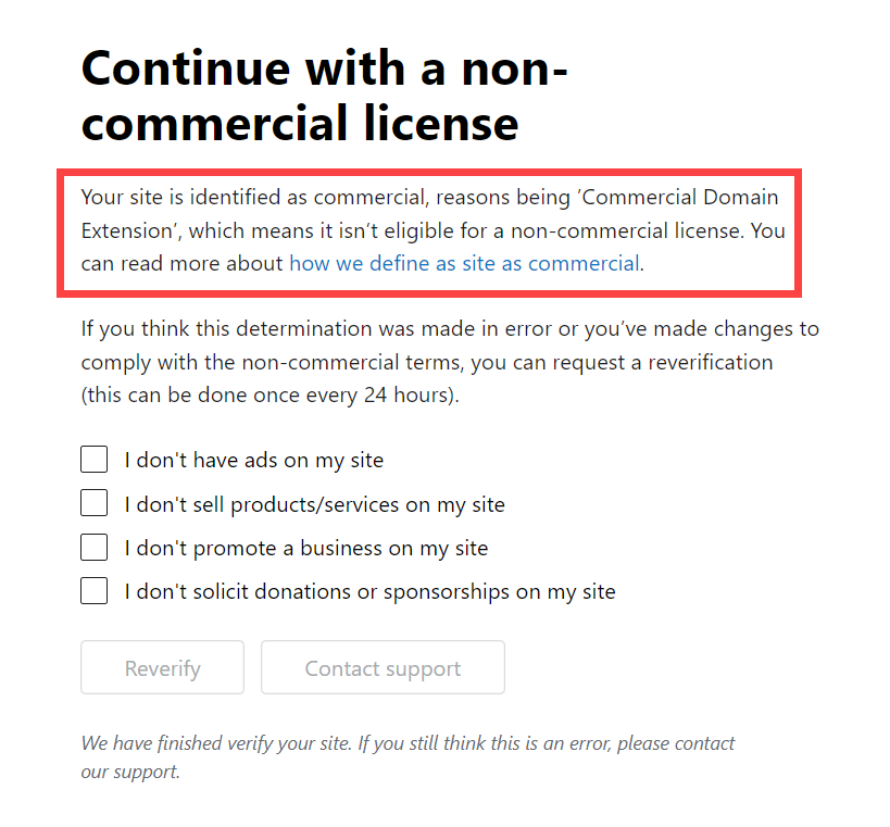 商用サイトなので、非商用ライセンスは利用できません