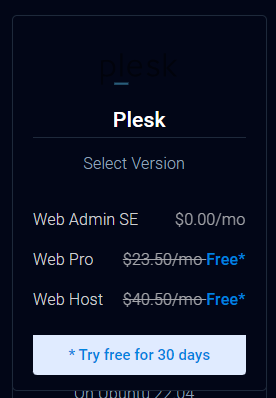 Vultr Plesk 버전 선택