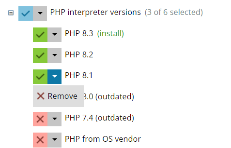 Plesk パネルで PHP バージョンを追加、削除、変更する方法 14